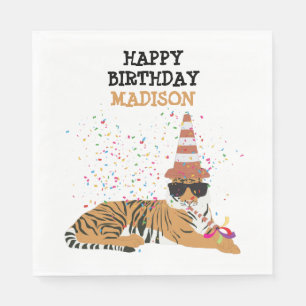 Guardanapo De Papel Partida de Tigre - Animais com festa