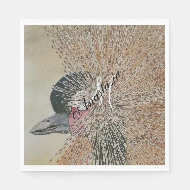 GUARDANAPO DE PAPEL PARTIDO AFRICANO DE MONOGRAMA DE CRANE BIRD (Frente)