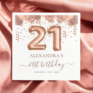 Guardanapo De Papel Partido aniversário de 21 anos de Balões Dourados