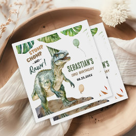 Guardanapo De Papel Partido aniversário de 3 anos do Dinossauro da Sel