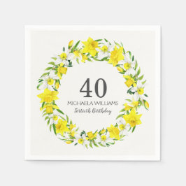 Guardanapo De Papel Partido aniversário de 40 anos Wreath dos Daffodil
