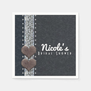 Guardanapo De Papel Partido Bling de Couros Negros e Diamantes do Glam