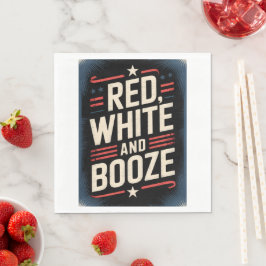 Guardanapo De Papel Partido Booze de 4 de julho | Branco vermelho e co