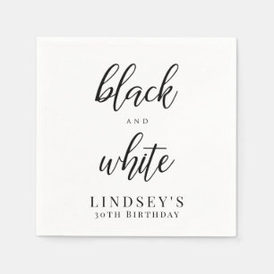 Guardanapo De Papel Partido Branco e Negro Elegante