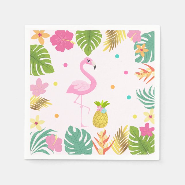Guardanapo De Papel Partido da Piscina Flamingo Napkin Tropical Flamin (Frente)