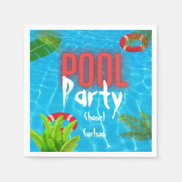 Guardanapo De Papel Partido da Piscina Tropical | Aniversário de Verão