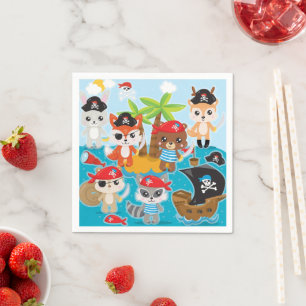 Guardanapo De Papel Partido da Tripulação Animal Pirata Napkins