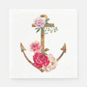 Guardanapo De Papel Partido da Vintagem das Flores Rosa de Ângulo Náut