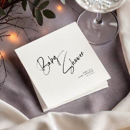 Guardanapo De Papel Partido de Chá de fraldas Moderno de Script Negro 