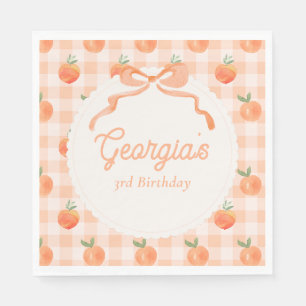 Guardanapo De Papel Partido de Pêssego Gingham Editável Napkins
