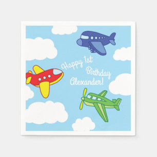 Guardanapo De Papel Partido de primeiro aniversario bonito dos aviões