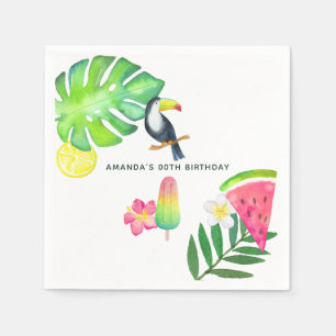Guardanapo De Papel Partido de Verão do Toucan Tropical Watercolor