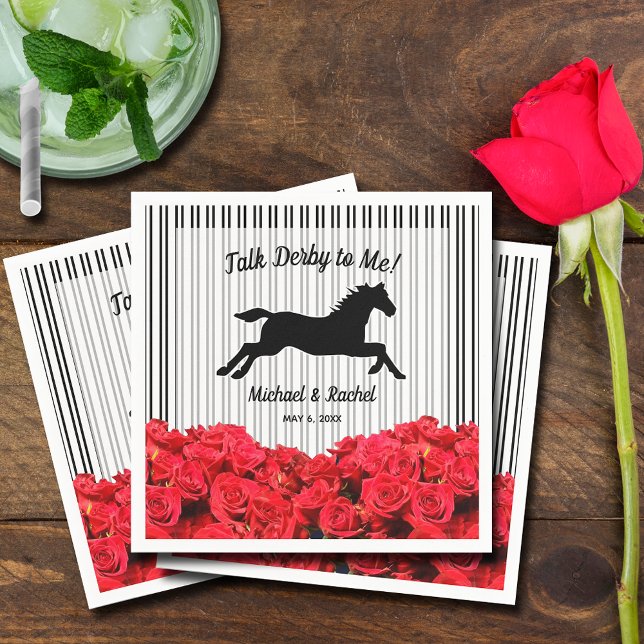 Guardanapo De Papel Partido Derby das Rosas vermelhas Silhouette Horse (Criador carregado)