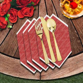 Guardanapo De Papel Partido Derby Vermelho e Marfim