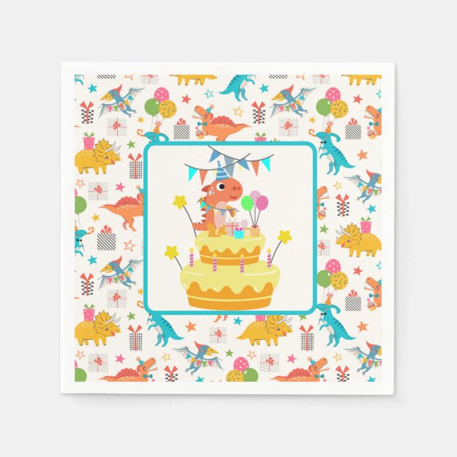 Guardanapo De Papel Partido Dinossauro (Frente)