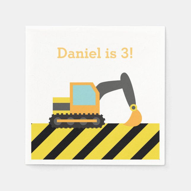 Guardanapo De Papel Partido do Aniversário de criança de Construção da (Frente)