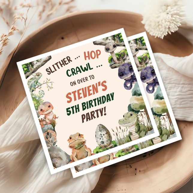 Guardanapo De Papel Partido do Aniversário de criança Réptil (Criador carregado)