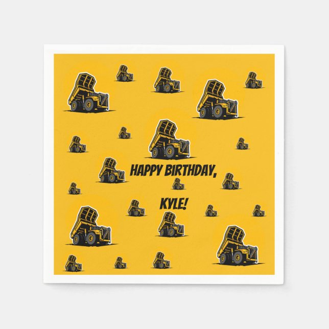 Guardanapo De Papel Partido do Caminhão de Construção | Adicione seu n (Frente)