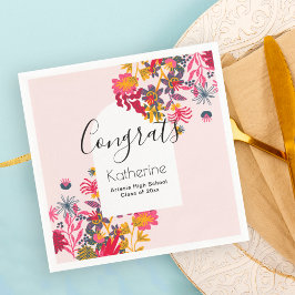 Guardanapo De Papel Partido do Formando de Arca Floral Rosa Moderno