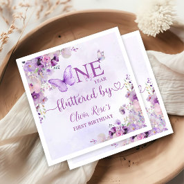 Guardanapo De Papel Partido do primeiro aniversario da Borboleta Roxa 