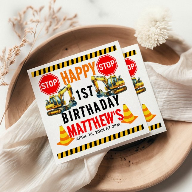 Guardanapo De Papel Partido do primeiro aniversario de Caminhão de Con (Criador carregado)