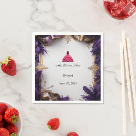 Guardanapo De Papel Partido Elegante Purple e Dourado Quinceañera