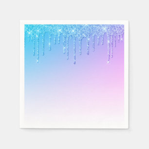 Guardanapo De Papel Partido Glam Sparkles Azul Glitter
