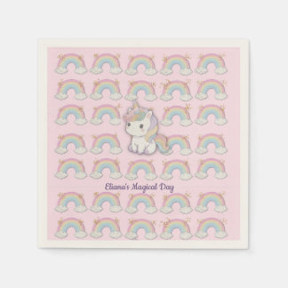 Guardanapo De Papel Partido Magical Unicorn Pastel Rainbow