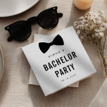 Guardanapo De Papel Partido Negra Negra Negra Moderno Minimalista<br><div class="desc">Adicione um toque de final de na moda à celebração do noivo com estes corajosos guardanapos negros e brancos. Apresentando um arco clássico e uma tipografia moderna, eles são perfeitos para mesas de festa, bares ou áreas de coquetéis. Personalize com o nome do noivo e a data do partido para...</div>