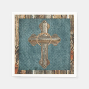 Guardanapo De Papel Partido Ocidental Barnwood Cross Com Ropes Napkins