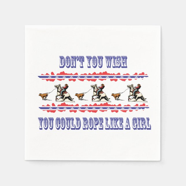 Guardanapo De Papel Partido Ocidental Napkins Rodeo Cowgirl Calf Ropin (Frente)