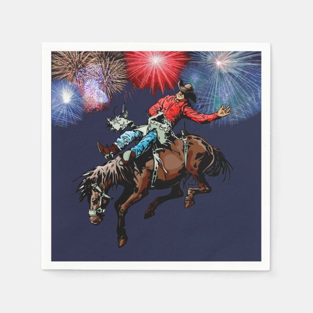 Guardanapo De Papel Partido Ocidental Rodeo Cowboy Bronc Rider Napkins (Frente)