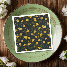 Guardanapo De Papel Partido Padrão de Flor Amarelo Elegante