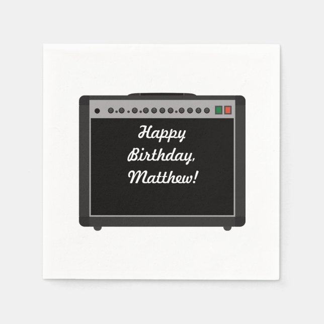 Guardanapo De Papel Partido Personalizado Amplificador Rock and Roll (Frente)