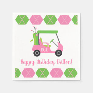 Guardanapo De Papel Partido Personalizado do Golfe Rosa e Verde Napkin