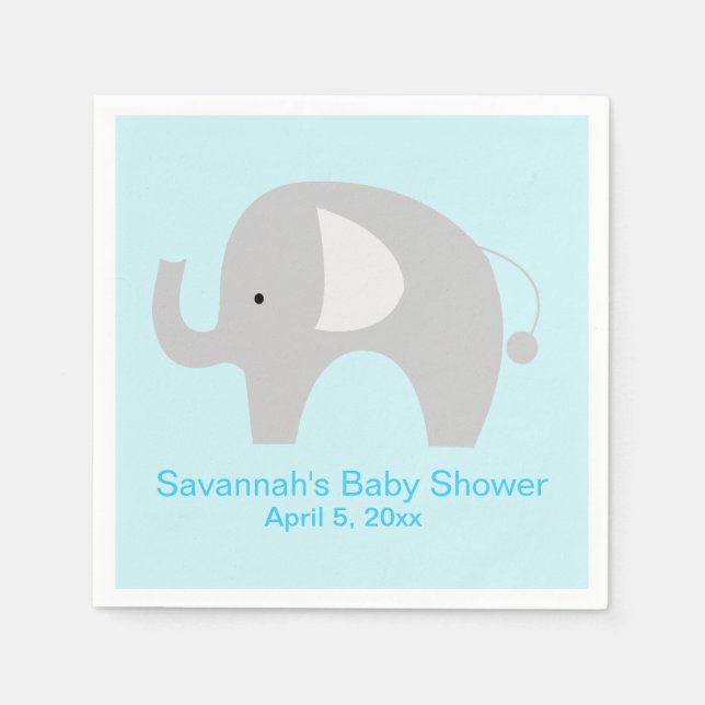 Guardanapo De Papel Partido Personalizado Elefante cinza Napkin (Azul) (Frente)