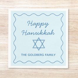 Guardanapo De Papel Partido Personalizado Jewish Star Blue Happy Hanuk