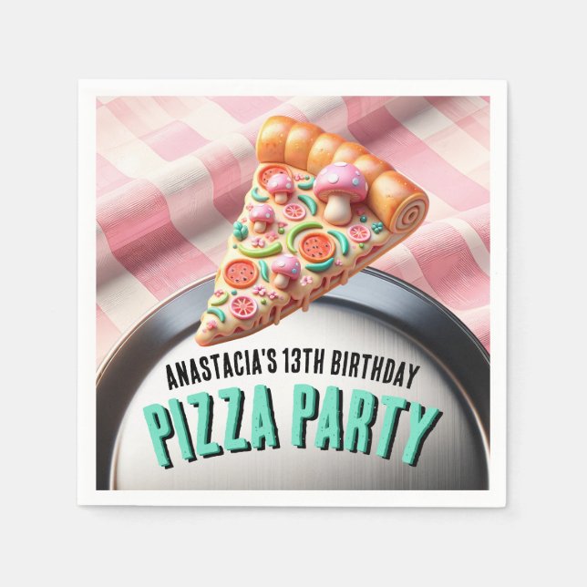 Guardanapo De Papel Partido Pizzaria Pizza Pizzaria Rosa-Mushroom (Frente)