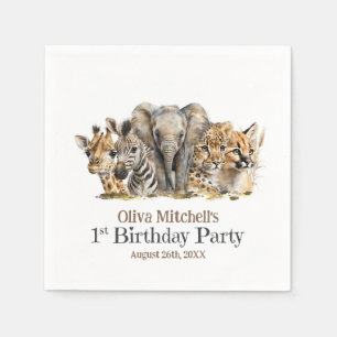 Guardanapo De Papel Partido primeiro aniversario Africano dos Animais