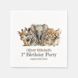 Guardanapo De Papel Partido primeiro aniversario Africano dos Animais 