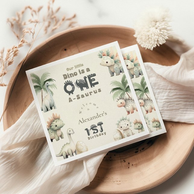 Guardanapo De Papel Partido primeiro aniversario Dinossauro (Criador carregado)