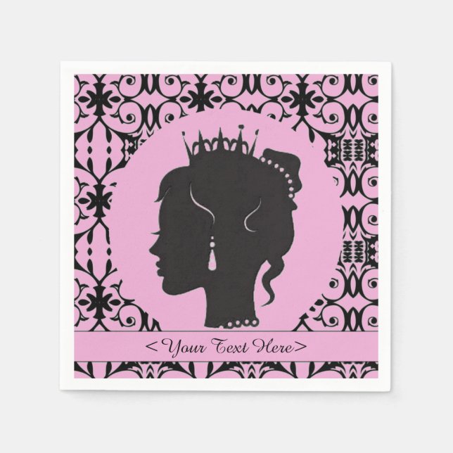 Guardanapo De Papel Partido Princesa Personalizada Rosa Elegante Napki (Frente)