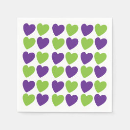 Guardanapo De Papel Partido Purple Green Love Hearts