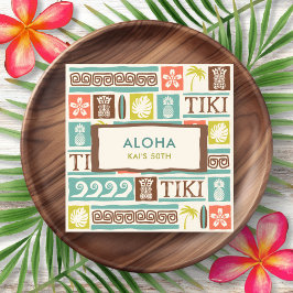 Guardanapo De Papel Partido Retro Tiki Aloha Birthday