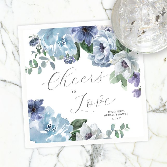 Guardanapo De Papel Partido Romântico dos Chás de panela Azuis Azuis (Criador carregado)