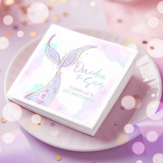 Guardanapo De Papel Partido Sereia primeiro aniversario ONEder the Sea (Criador carregado)