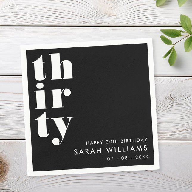Guardanapo De Papel Partido Simples do aniversário de 30 anos Moderno (Criador carregado)