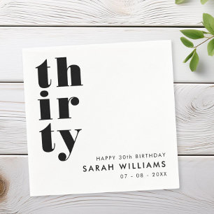 Guardanapo De Papel Partido Simples do aniversário de 30 anos Moderno