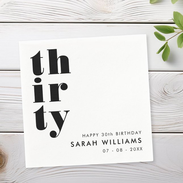 Guardanapo De Papel Partido Simples do aniversário de 30 anos Moderno (Criador carregado)