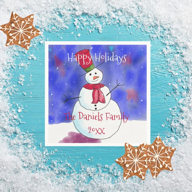 Guardanapo De Papel Partido Snowman de Natal Personalizado Napkins (Criador carregado)